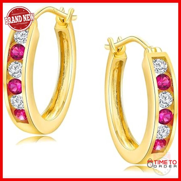 Jewelry - Sterling Silver Chunky Hoop Earrings with CZ Stones, Hypoallergenic